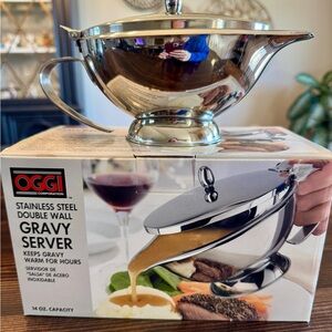 Oggi Stainless Steel‎ Double Wall Gravy Server 14 oz NIB